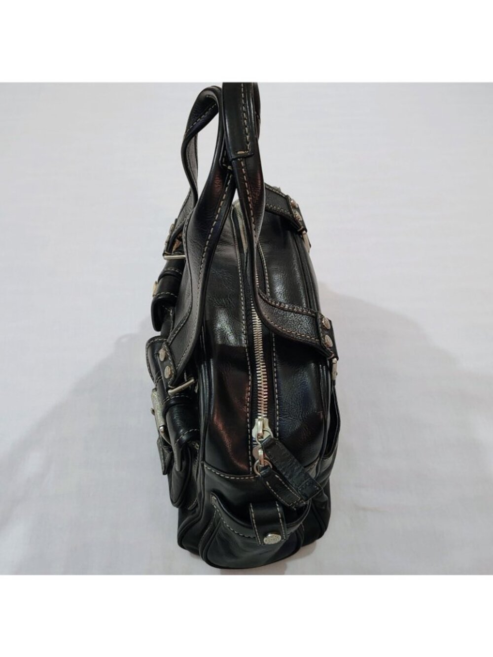 Michael Michael Kors Black Leather Satchel Shoulder Bag – Y2K Multi-Pocket Purse - Picture 5 of 16